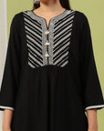 Viscose Rayon A-Line Kurta Set with Embroidery & Laced Dupatta