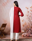 Viscose Rayon A-Line Kurta Set with Embroidery & Laced Dupatta