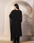 Schiffli Cotton Kurta Set with Sequin Embroidery, Palazzo & Lace Dupatta