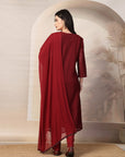 Schiffli Cotton Kurta Set with Sequin Embroidery, Palazzo & Lace Dupatta