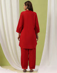 Cotton Straight Kurta Set with Paisley Embroidery & Afghani Salwar