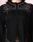 Solid A-Line Viscose Tunic Set with Thread Embroidery & Embroidered Palazzo