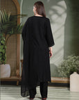 Zari Embroidered Viscose Rayon Kurta Set with Palazzo & Lace Dupatta