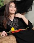 Zari Embroidered Viscose Rayon Kurta Set with Palazzo & Lace Dupatta