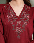 Zari Embroidered Viscose Rayon Kurta Set with Palazzo & Lace Dupatta