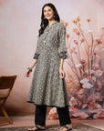 Floral Rayon Kurta Set with Crochet Detail, Embroidered Sleeves & Lace Dupatta