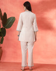 Solid A-Line Cotton Kurta Set with Embroidery & Palazzo