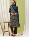 Mirror Embroidered Rayon Kurta Set with Palazzo & Lace Dupatta