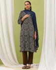 Mirror Embroidered Rayon Kurta Set with Palazzo & Lace Dupatta