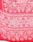Sequin-Embellished Cambric Kurta Set with Striped Palazzo & Printed Dupatta