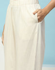 Lakhnavi Embroidered Cotton Kurta Set with Shirt Collar & Lace Hem Palazzo