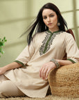 Solid Cotton Kurta Set with Thread Embroidery
