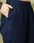 Solid Cotton Kurta Set with Thread Embroidery