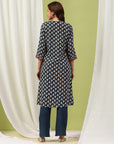 Ethnic Motif Printed Straight Kurta Set with Thread Embroidery