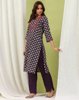 Ethnic Motif Printed Straight Kurta Set with Thread Embroidery