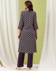 Ethnic Motif Printed Straight Kurta Set with Thread Embroidery
