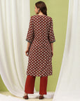 Ethnic Motif Printed Straight Kurta Set with Thread Embroidery