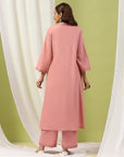Cotton Straight Kurta Set with Embroidery & Zari Dupatta