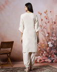 Cotton Kurta with Kimono Sleeves, Embroidered Afghani Salwar & Lace Dupatta