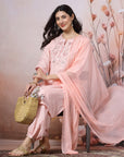 Cotton Kurta with Kimono Sleeves, Embroidered Afghani Salwar & Lace Dupatta