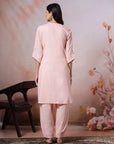 Cotton Kurta with Kimono Sleeves, Embroidered Afghani Salwar & Lace Dupatta