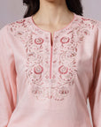 Cotton Kurta with Kimono Sleeves, Embroidered Afghani Salwar & Lace Dupatta