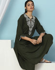 Cotton Kurta with Thread Embroidery & Matching Embroidered Salwar