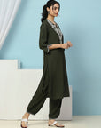 Cotton Kurta with Thread Embroidery & Matching Embroidered Salwar