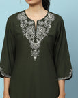 Cotton Kurta with Thread Embroidery & Matching Embroidered Salwar