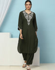 Cotton Kurta with Thread Embroidery & Matching Embroidered Salwar