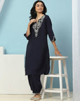 Cotton Kurta with Thread Embroidery & Matching Embroidered Salwar