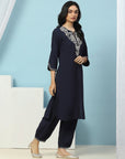 Cotton Kurta with Thread Embroidery & Matching Embroidered Salwar