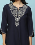 Cotton Kurta with Thread Embroidery & Matching Embroidered Salwar