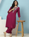 Cotton Kurta with Thread Embroidery & Matching Embroidered Salwar
