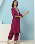 Cotton Kurta with Thread Embroidery & Matching Embroidered Salwar