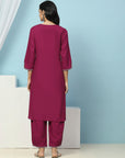 Cotton Kurta with Thread Embroidery & Matching Embroidered Salwar