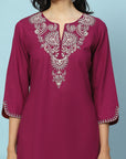 Cotton Kurta with Thread Embroidery & Matching Embroidered Salwar