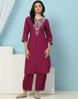 Cotton Kurta with Thread Embroidery & Matching Embroidered Salwar