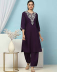 Cotton Kurta with Thread Embroidery & Matching Embroidered Salwar