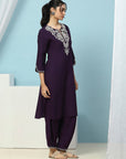 Cotton Kurta with Thread Embroidery & Matching Embroidered Salwar