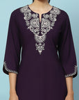 Cotton Kurta with Thread Embroidery & Matching Embroidered Salwar