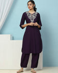 Cotton Kurta with Thread Embroidery & Matching Embroidered Salwar