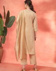 Embroidered Cotton Kurta Set with Palazzo & Zari Dupatta