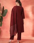 Embroidered Cotton Kurta Set with Palazzo & Zari Dupatta