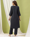 Solid Embroidered Cotton Straight Kurta Set with Dupatta for Women