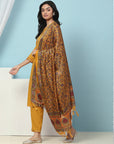 Pure Cotton Straight Kurta Set with Ari Embroidery & Printed Dupatta