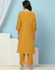 Pure Cotton Straight Kurta Set with Ari Embroidery & Printed Dupatta