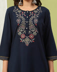 Pure Cotton Straight Kurta Set with Ari Embroidery & Printed Dupatta