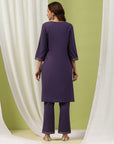 Pure Cotton Straight Kurta Set with Ari Embroidery & Printed Dupatta