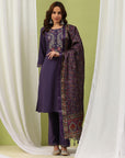 Pure Cotton Straight Kurta Set with Ari Embroidery & Printed Dupatta